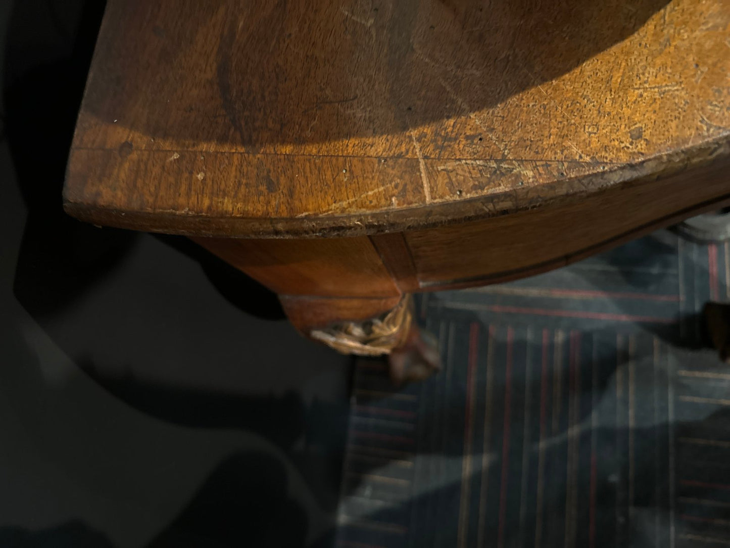 Large 19th Century English Console with Ball Feet Enclosed with Claws & Carved and Gilded Feet