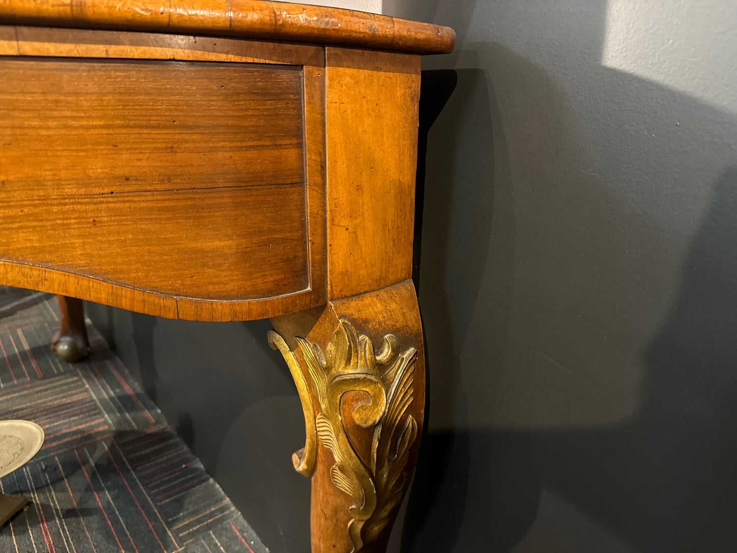 Large 19th Century English Console with Ball Feet Enclosed with Claws & Carved and Gilded Feet