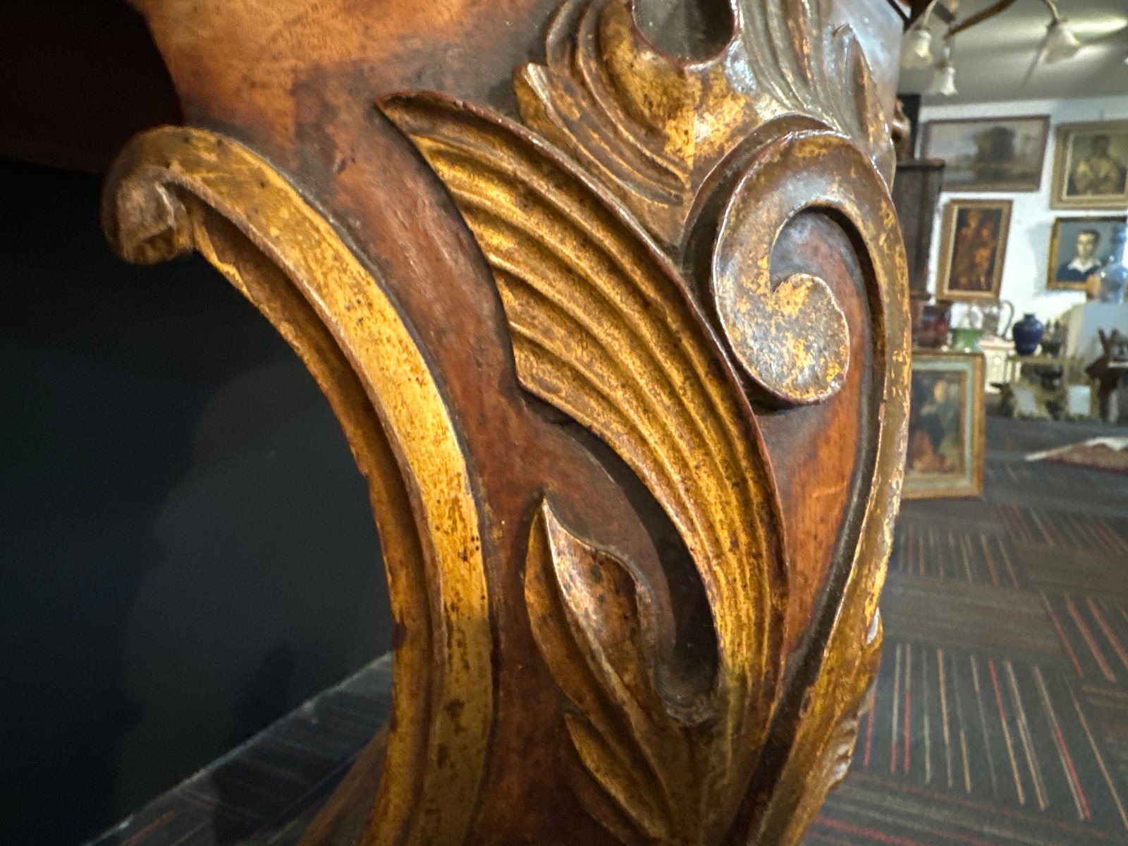 Large 19th Century English Console with Ball Feet Enclosed with Claws & Carved and Gilded Feet