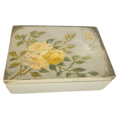 Large 19th Century Flowers Jewelry Box in Wood, England-UR-1724388