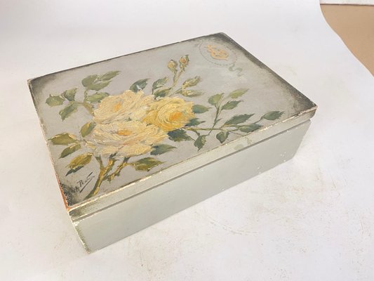 Large 19th Century Flowers Jewelry Box in Wood, England-UR-1724388