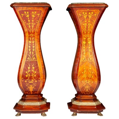 Large 19th Century French Inlaid Pedestals, Set of 2-MBH-1032619