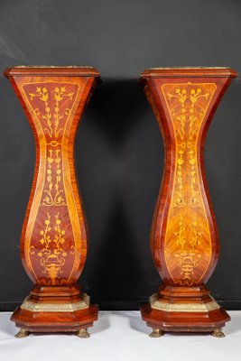 Large 19th Century French Inlaid Pedestals, Set of 2-MBH-1032619