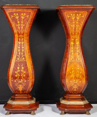 Large 19th Century French Inlaid Pedestals, Set of 2-MBH-1032619