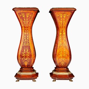 Large 19th Century French Inlaid Pedestals, Set of 2-MBH-1032619