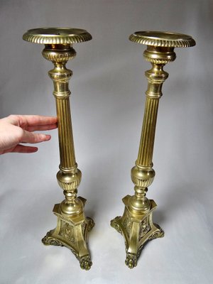 Large 19th Century Gilded Bronze Church Candlehticks, Set of 2-GRD-2035990