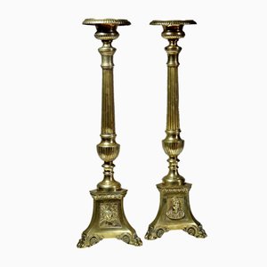 Large 19th Century Gilded Bronze Church Candlehticks, Set of 2-GRD-2035990