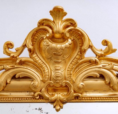 Large 19th Century Louis XV Trumeau Mirror in Gilded Wood with 24 Carat Leaf-UQL-1724127