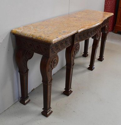 Large 19th Century Louis XVI Style Mahogany Console Table with Marble Top-RVK-705619