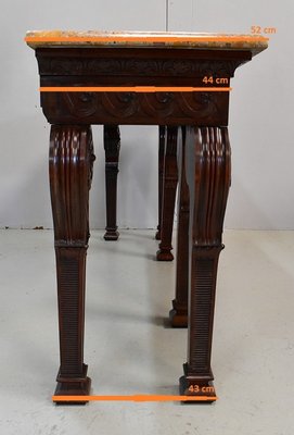 Large 19th Century Louis XVI Style Mahogany Console Table with Marble Top-RVK-705619