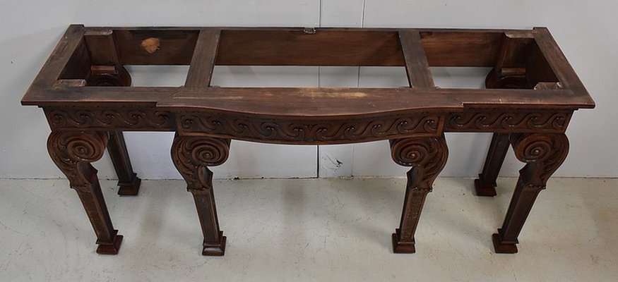 Large 19th Century Louis XVI Style Mahogany Console Table with Marble Top-RVK-705619