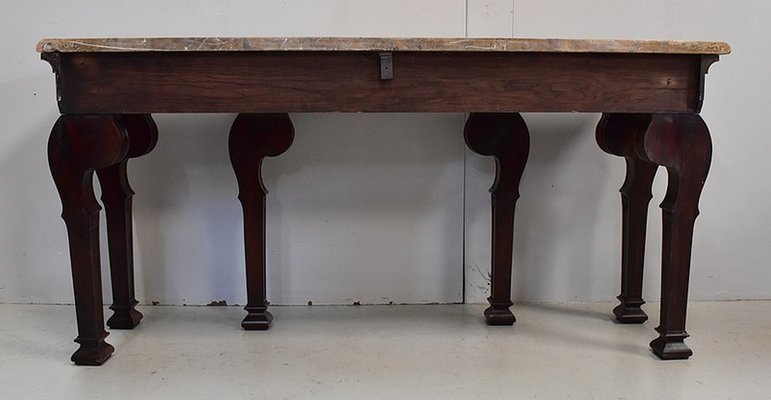 Large 19th Century Louis XVI Style Mahogany Console Table with Marble Top-RVK-705619