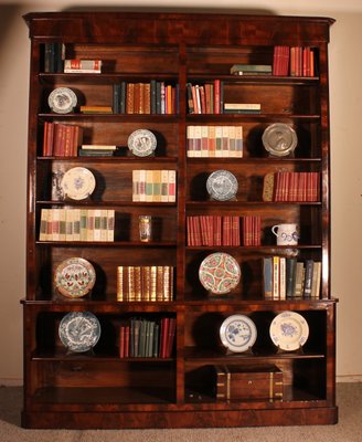 Large 19th Century Mahogany Open Bookcase-HPU-1398364