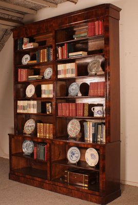 Large 19th Century Mahogany Open Bookcase-HPU-1398364