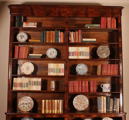 Large 19th Century Mahogany Open Bookcase-HPU-1398364