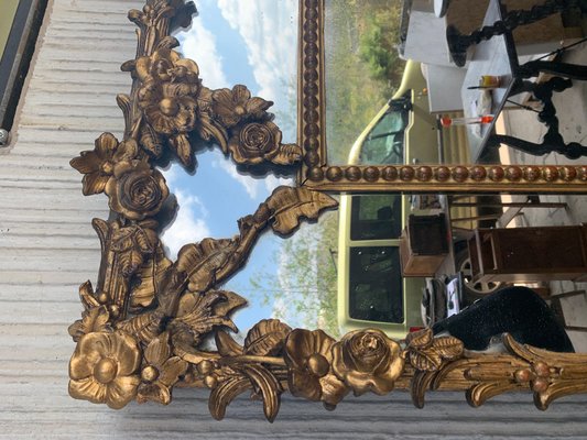 Large 19th-Century Rectangular Napoleon III French Giltwood Mirror-PSK-1002676