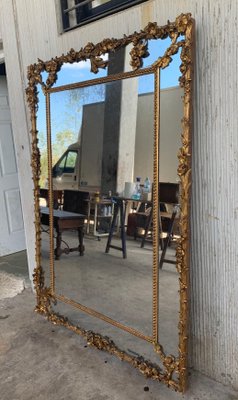 Large 19th-Century Rectangular Napoleon III French Giltwood Mirror-PSK-1002676