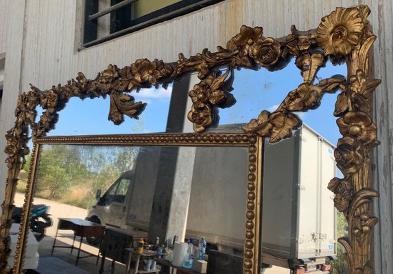 Large 19th-Century Rectangular Napoleon III French Giltwood Mirror-PSK-1002676