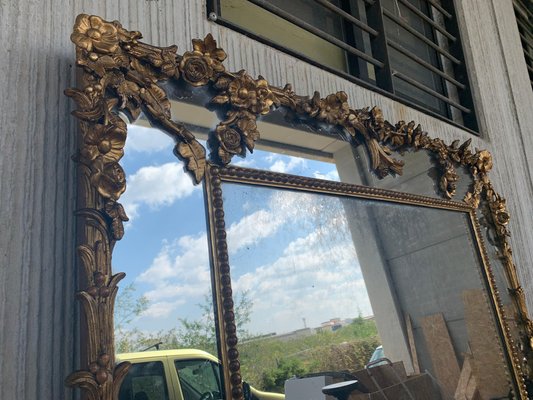 Large 19th-Century Rectangular Napoleon III French Giltwood Mirror-PSK-1002676