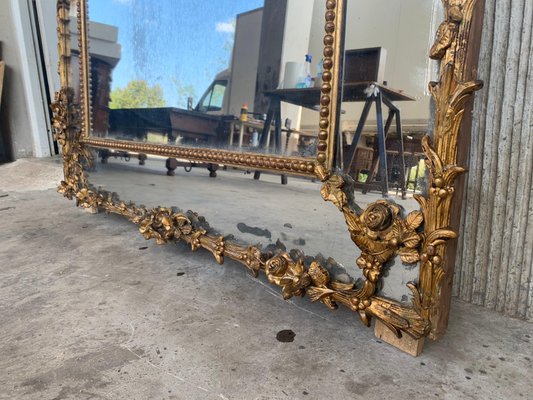 Large 19th-Century Rectangular Napoleon III French Giltwood Mirror-PSK-1002676