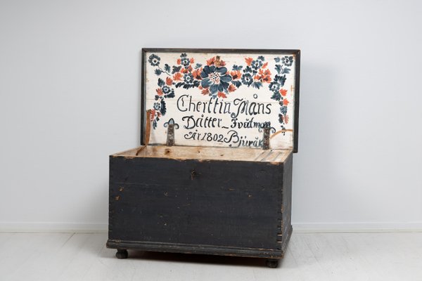 Large 19th Century Swedish Painted Hope Chest-MJF-1375286