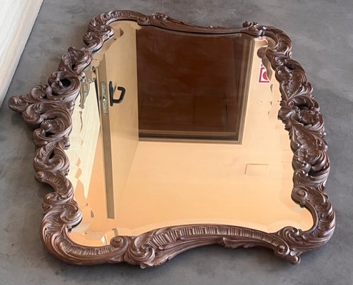 Large 20th Century Baroque Spanish Carved Walnut Ormolu Mirror, 1920s-PSK-2017174