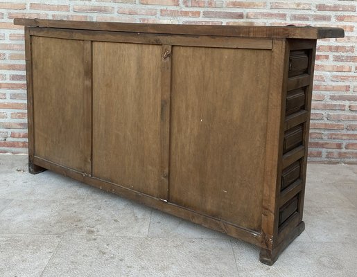 Large 20th Century Catalan Spanish Baroque Carved Walnut Tuscan Credenza or Buffet, 1900s-NOU-1718555