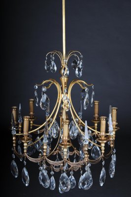 Large 20th Century Gold-Plated Brass Chandelier-FLW-1402129