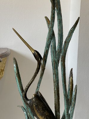 Large 20th Century Heron Floor Lamp in Bronze-UQL-1442034