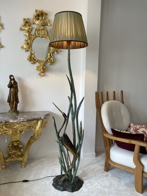 Large 20th Century Heron Floor Lamp in Bronze-UQL-1442034