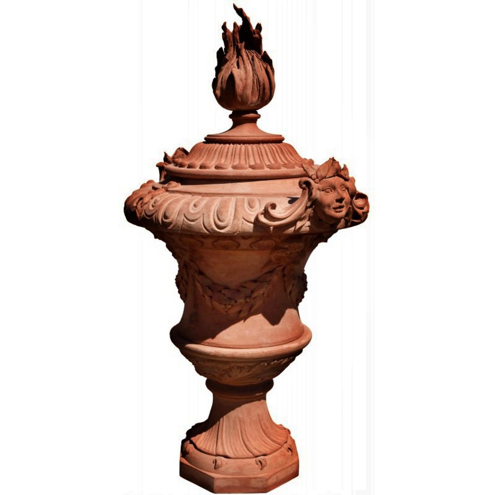 Large 20th Century Ornamental Vases in Lucca Terracotta, Set of 2