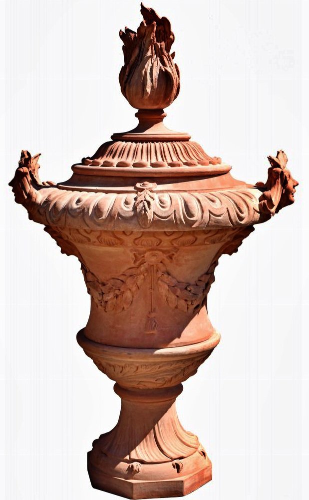 Large 20th Century Ornamental Vases in Lucca Terracotta, Set of 2