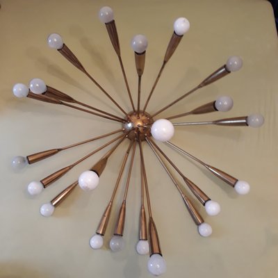 Large 21 Light Supernova Brass Sputnik Chandelier from Kalmar, 1950s-GVR-837955