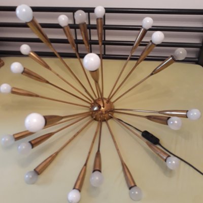 Large 21 Light Supernova Brass Sputnik Chandelier from Kalmar, 1950s-GVR-837955