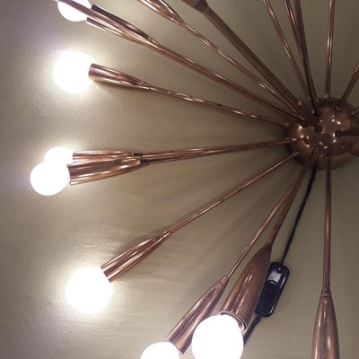 Large 21 Light Supernova Brass Sputnik Chandelier from Kalmar, 1950s-GVR-837955