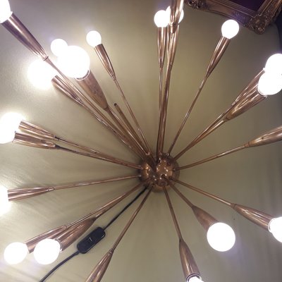 Large 21 Light Supernova Brass Sputnik Chandelier from Kalmar, 1950s-GVR-837955