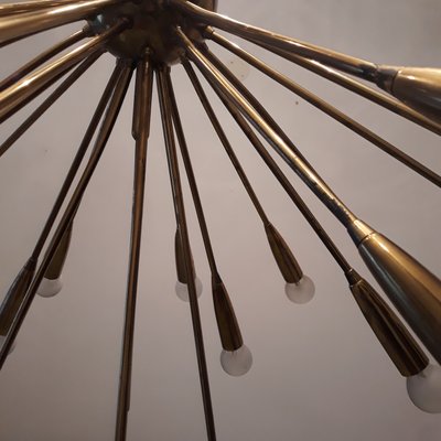 Large 21 Light Supernova Brass Sputnik Chandelier from Kalmar, 1950s-GVR-837955