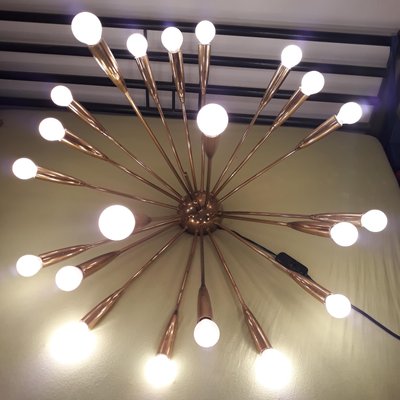 Large 21 Light Supernova Brass Sputnik Chandelier from Kalmar, 1950s-GVR-837955