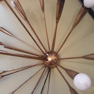 Large 21 Light Supernova Brass Sputnik Chandelier from Kalmar, 1950s-GVR-837955