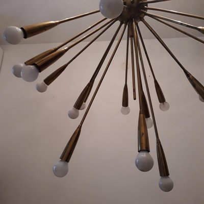 Large 21 Light Supernova Brass Sputnik Chandelier from Kalmar, 1950s-GVR-837955