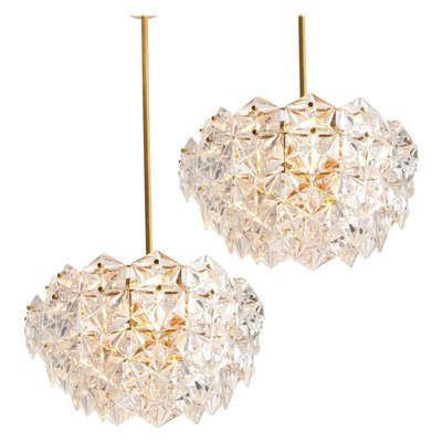 Large 5 Tiers and Gilt Metal Crystal Chandeliers from Kinkeldey, 1970s, Set of 2-VDW-961504