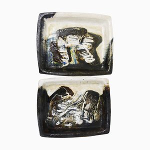 Large Abstract Stoneware Bowls or Plates by Jeppe Hagedorn-Olsen, Denmark, 1970s, Set of 2-MWV-1726114