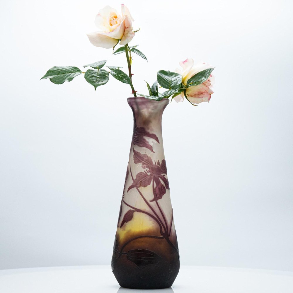 Large Acid Etched Overlay Lily Vase from Gallé, 1905