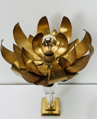 Large Acylic Glass Lotus Flower Table Lamp from from Sölken Leuchten, 1970s-WZZ-1405464