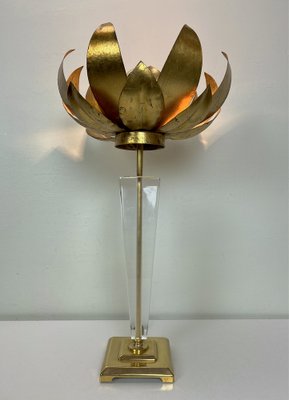 Large Acylic Glass Lotus Flower Table Lamp from from Sölken Leuchten, 1970s-WZZ-1405464