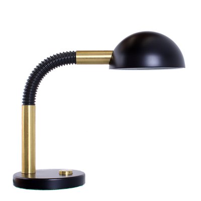 Large Adjustable Black and Brass Desk Lamp by Hillebrand, 1970s-XT-2031474