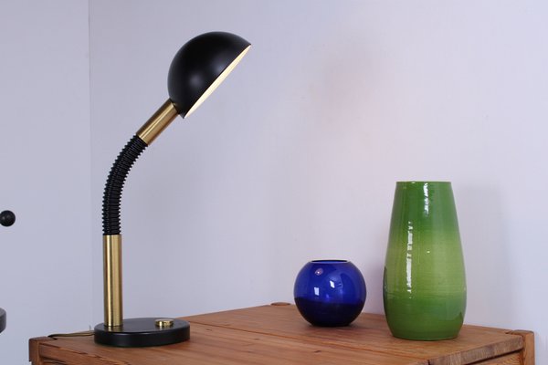 Large Adjustable Black and Brass Desk Lamp by Hillebrand, 1970s-XT-2031474