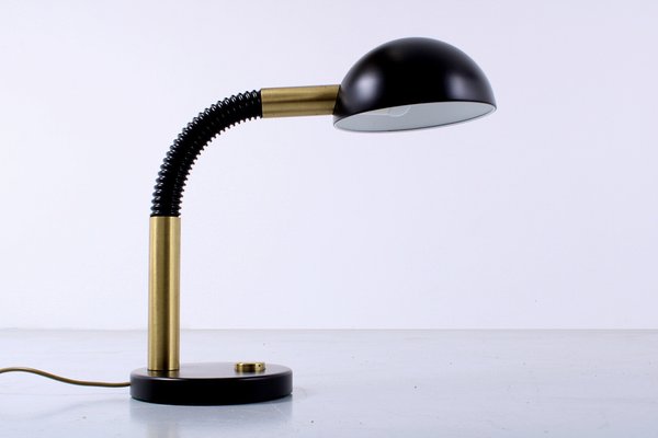 Large Adjustable Black and Brass Desk Lamp by Hillebrand, 1970s-XT-2031474