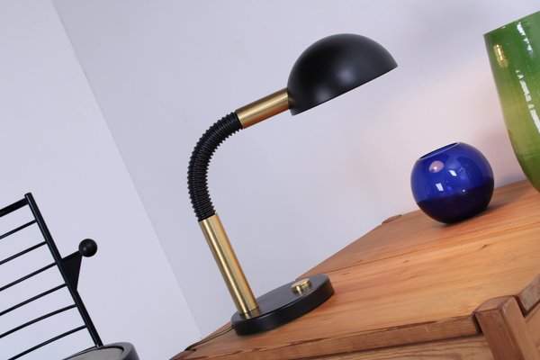 Large Adjustable Black and Brass Desk Lamp by Hillebrand, 1970s-XT-2031474