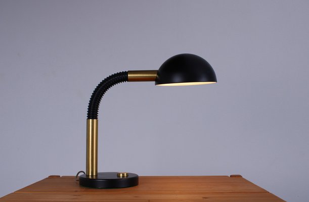 Large Adjustable Black and Brass Desk Lamp by Hillebrand, 1970s-XT-2031474